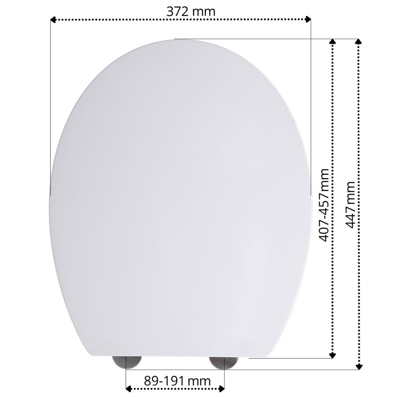 Toiletsæde Hvidt Duroplast Universal Softclose 45x37 cm