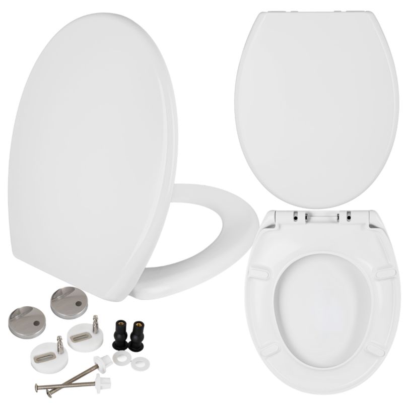 Toiletsæde Universal Duroplast Hvid Soft Close Aftagelig 37,3x46,5 cm