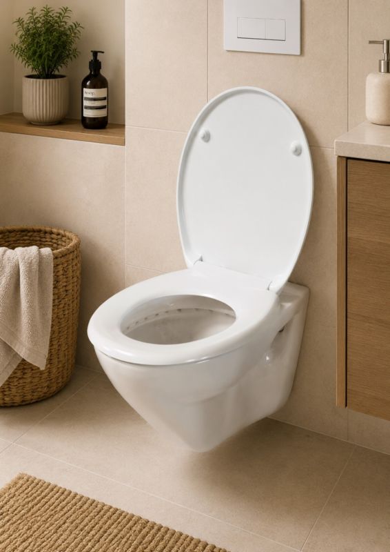 Toiletsæde Universal Duroplast Hvid Soft Close Aftagelig 37,3x46,5 cm