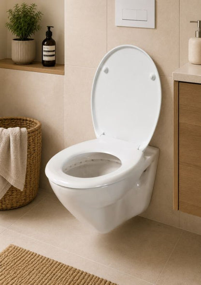 Toiletsæde Universal Duroplast Hvid Soft Close Aftagelig 37,3x46,5 cm