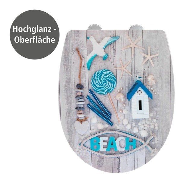 Toiletsæde Universal Thermoplast 36,5x45 cm Marineblå Mønster 4008838242544