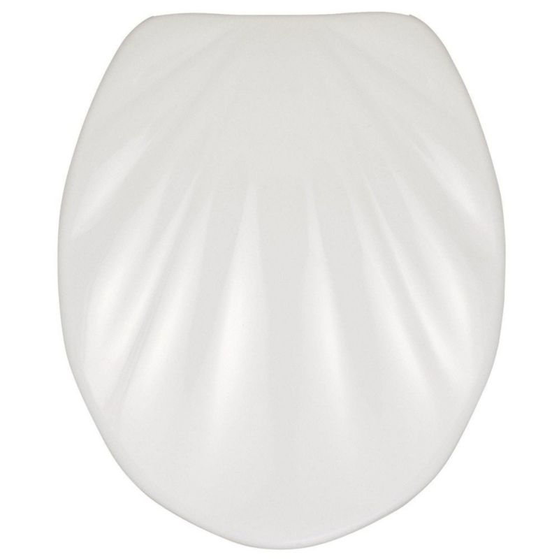 Toiletsæde Seashell Hvid Duroplast 38x46 cm Blødt Lukkende INOX Hængsler