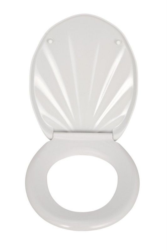 Toiletsæde Seashell Hvid Duroplast 38x46 cm Blødt Lukkende INOX Hængsler