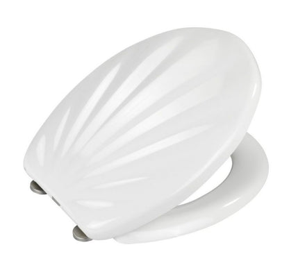 Toiletsæde Seashell Hvid Duroplast 38x46 cm Blødt Lukkende INOX Hængsler