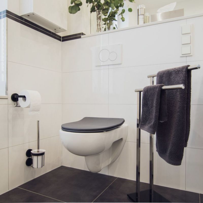 Toiletsæde Universal Duroplast Antracit Blødt Luk 45,2 x 36,2 cm