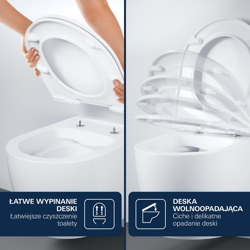 Toiletsæde med Soft Close Hvid Duroplast 46 x 38 cm
