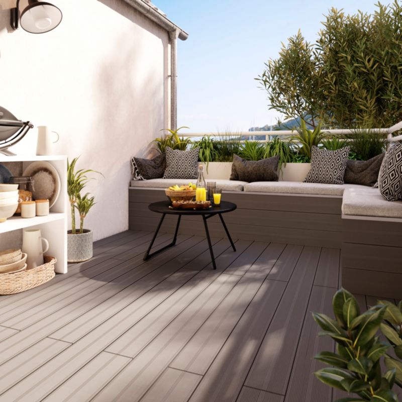 GoodHome Neva komposit terrassebræt 2,1 x 14,5 x 220 cm taupe