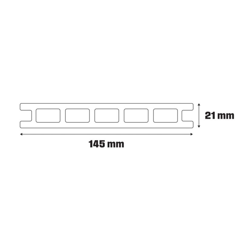 Klikstrom Neva komposit terrassebræt 2,1 x 14,5 x 220 cm antracit