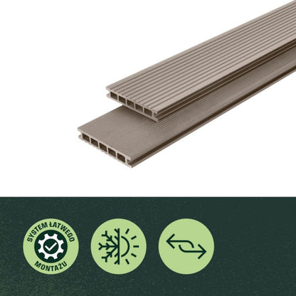 Klikstrom Neva komposit terrassebræt 2,1 x 14,5 x 220 cm taupe