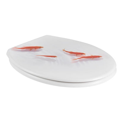 Toiletsæde Genoa Hvid Fiskemønster med Soft Close