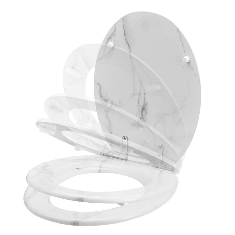 GoodHome Pilica MDF WC-sæde med soft-close i marmormønster