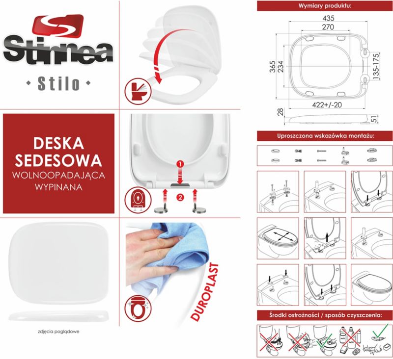 Toiletsæde Stilo Hvid Duroplast Blødt Lukkende