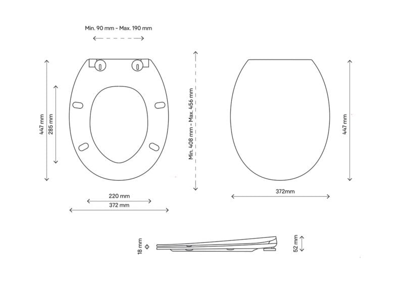 Toiletbræt med LED-lys 44,7x37,2 cm Hvidt Soft-close