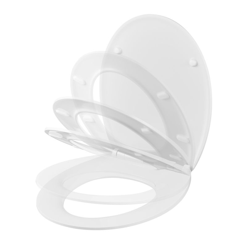 Toiletsæde med LED-lys Duroplast Hvid 44,7x37,2 cm Hurtigudløser