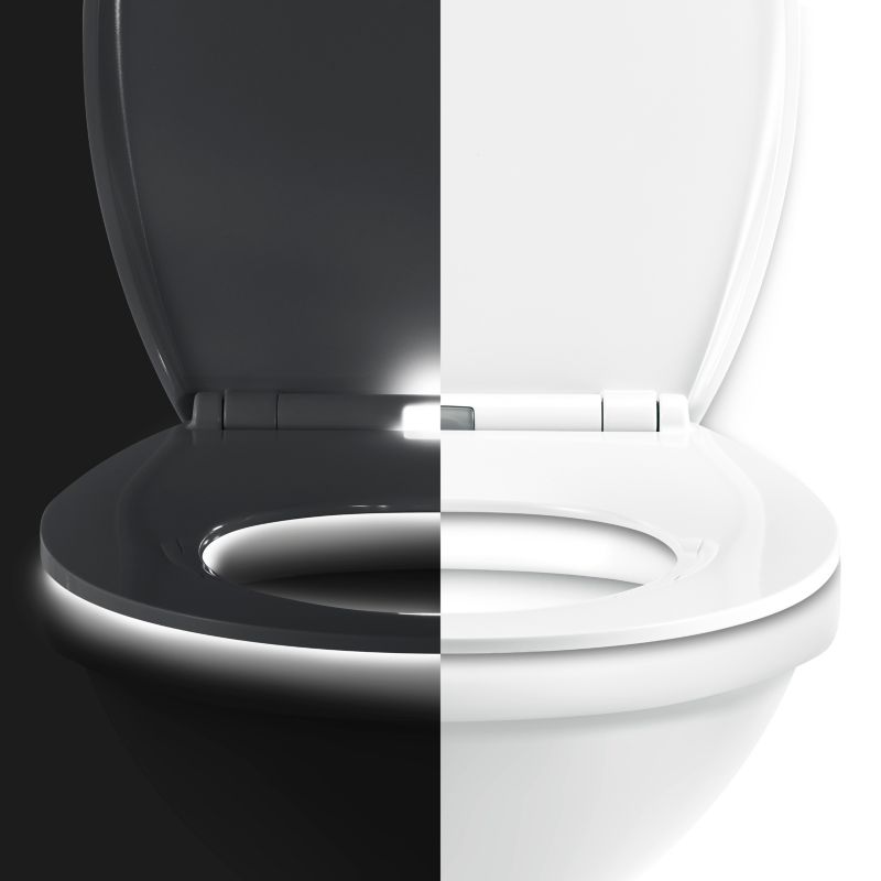 Toiletbræt med LED-lys 44,7x37,2 cm Hvidt Soft-close