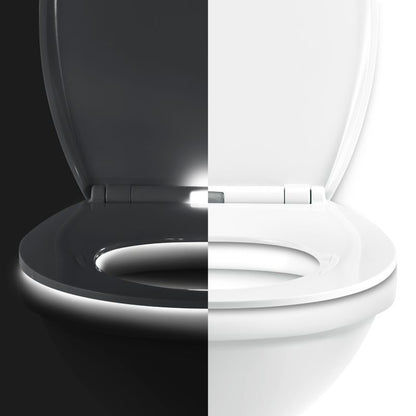 Toiletbræt med LED-lys 44,7x37,2 cm Hvidt Soft-close