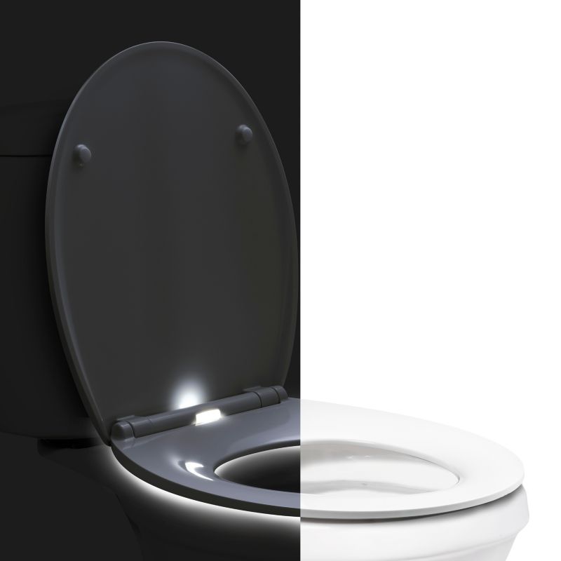 Toiletbræt med LED-lys 44,7x37,2 cm Hvidt Soft-close