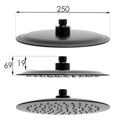 Deszczownica Prysznicowa 25 cm Czarny Mat