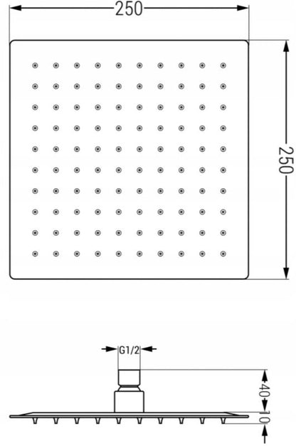 Kvadratisk Mexen Slim regnbruser sort 25 x 25 cm 1 stk.