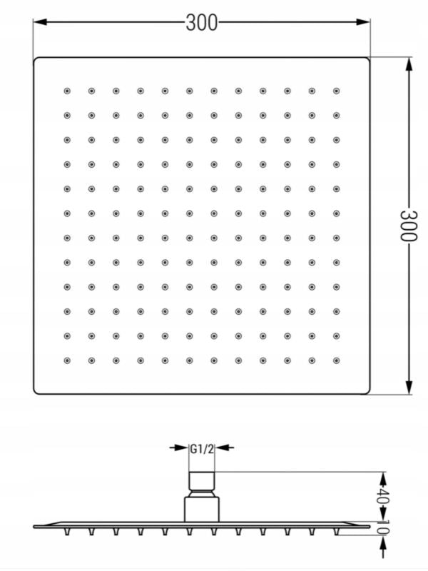Kvadratisk Mexen Slim regnbruser grafit 30 x 30 cm 1 stk.