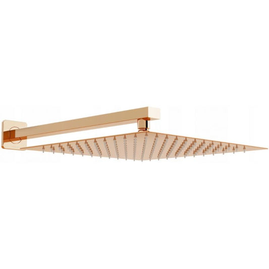 Kvadratisk Mexen Slim bruserhoved i rosaguldfinish 25 x 25 cm, 1 stk.