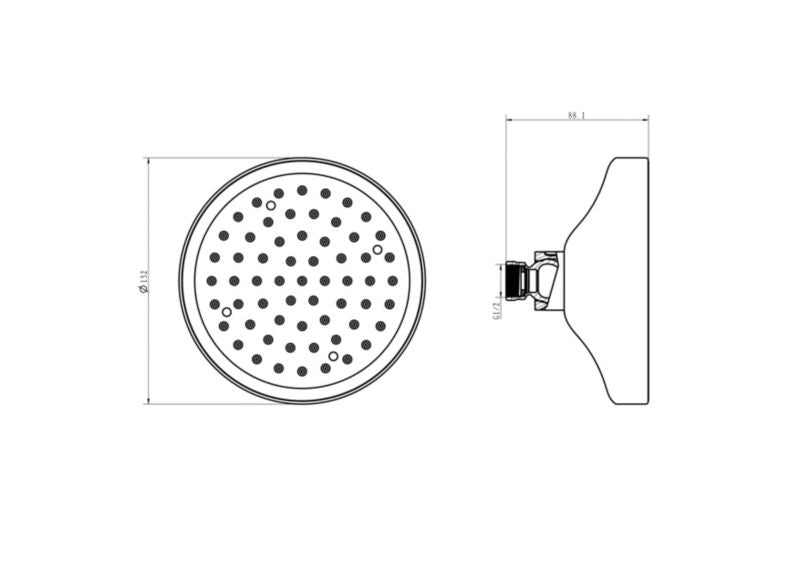 Rund Brusehoved 15 cm ABS Krom