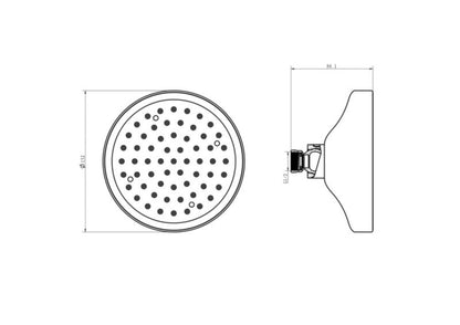 Rund Brusehoved 15 cm ABS Krom