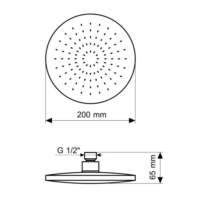 Rund Brusehoved 20 cm Krom PVC 1 stk.