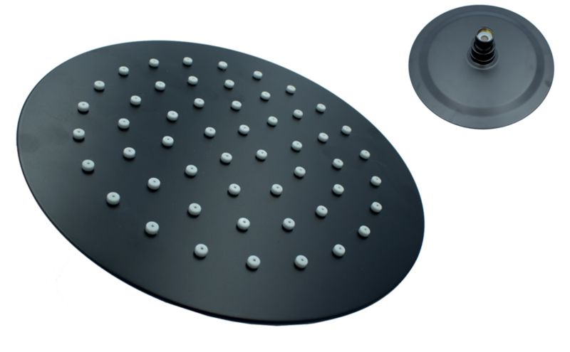 Rund Brusehoved 30 cm Sort Slim 2 mm Rustfrit Stål