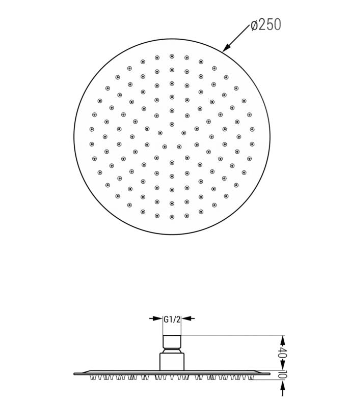 Rund Mexen Slim regnbruser sort 25 cm 79225-70 1 stk.