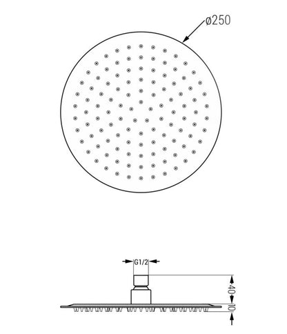 Rund Mexen Slim regnbruser sort 25 cm 79225-70 1 stk.