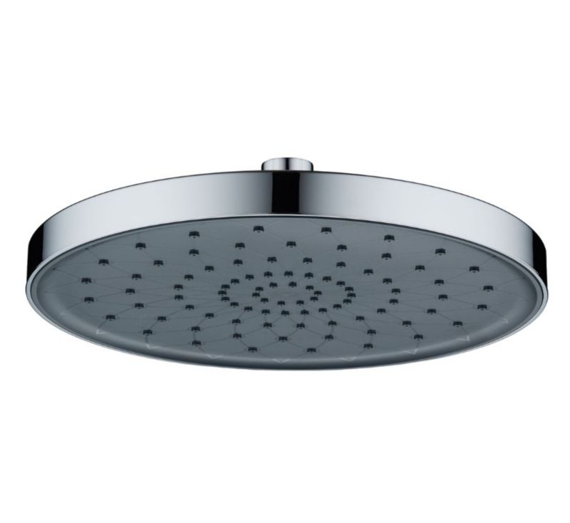 Rund Brusehoved 250 mm Krom Sort med Push-Clean