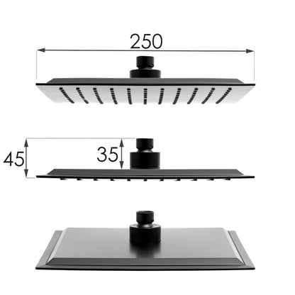 Firkantet brusehoved 25 x 25 cm sort | BP.BRG25-BLK