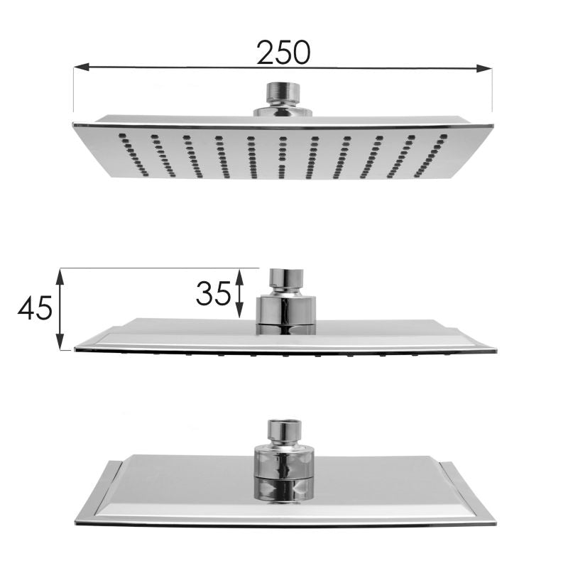 Kvadratisk Brusehoved 25x25 cm Krom med Anti-Calc