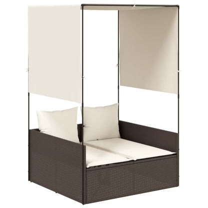 Havemøbel Dobbeltseng 118x110 cm Brun Polyethylen Rattan med Baldakin