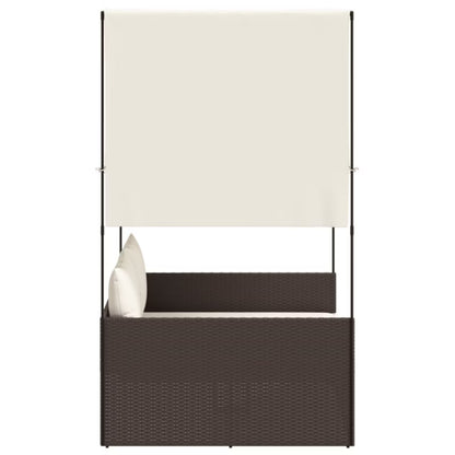 Havemøbel Dobbeltseng 118x110 cm Brun Polyethylen Rattan med Baldakin