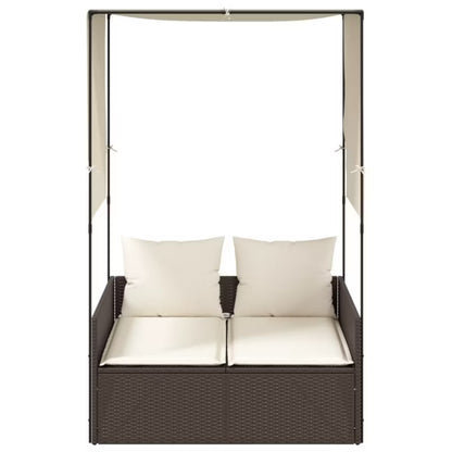 Havemøbel Dobbeltseng 118x110 cm Brun Polyethylen Rattan med Baldakin