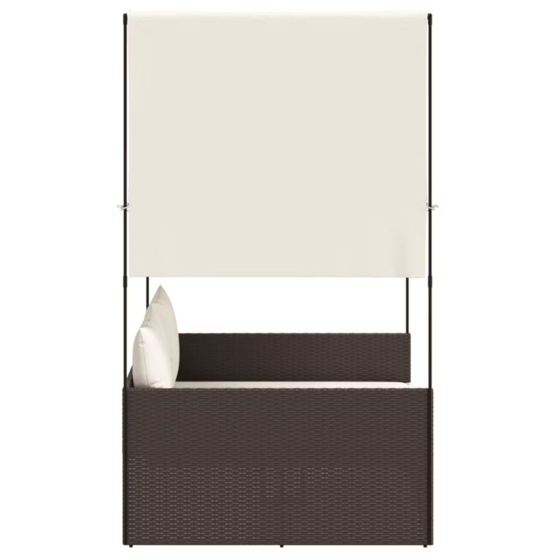 Havemøbel Dobbeltseng 118x110 cm Brun Polyethylen Rattan med Baldakin
