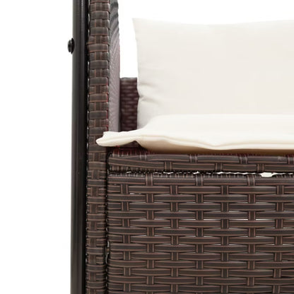 Havemøbel Dobbeltseng 118x110 cm Brun Polyethylen Rattan med Baldakin