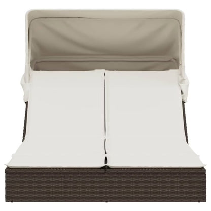 Dobbelt Solseng 108x236 cm Brun med Solsejl