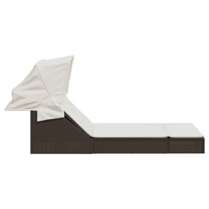 Dobbelt Solseng 108x236 cm Brun med Solsejl