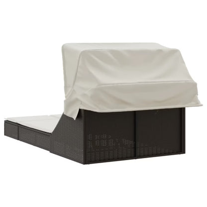 Dobbelt Solseng 108x236 cm Brun med Solsejl