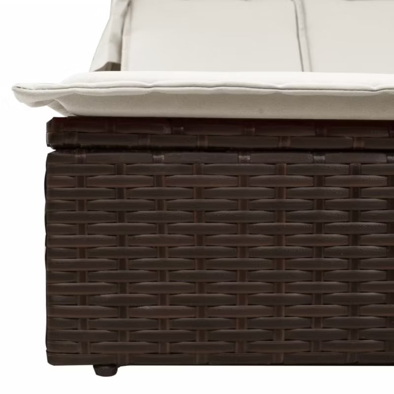 Dobbelt Solseng 108x236 cm Brun med Solsejl