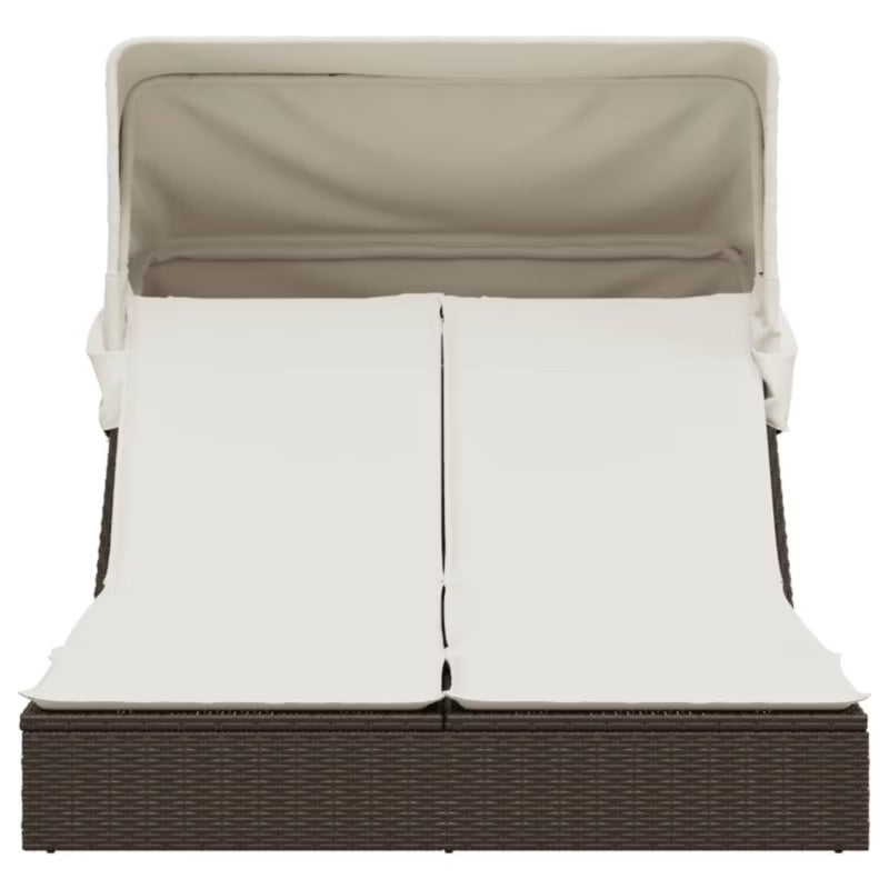 Dobbelt Solseng 108x236 cm Brun med Solsejl
