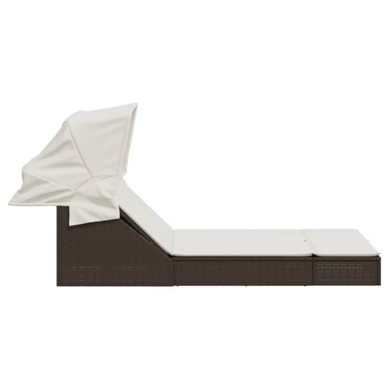 Dobbelt Solseng 108x236 cm Brun med Solsejl