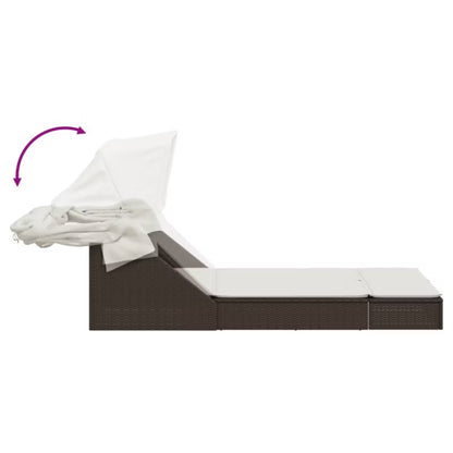 Dobbelt Solseng 108x236 cm Brun med Solsejl