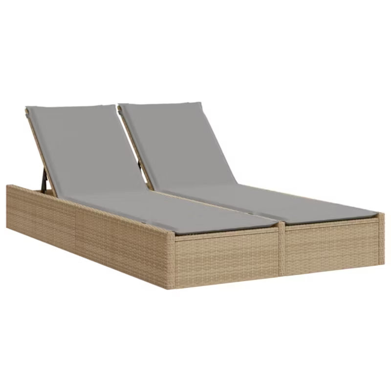 Dobbelt Solseng 123x200 cm Beige med Hynder