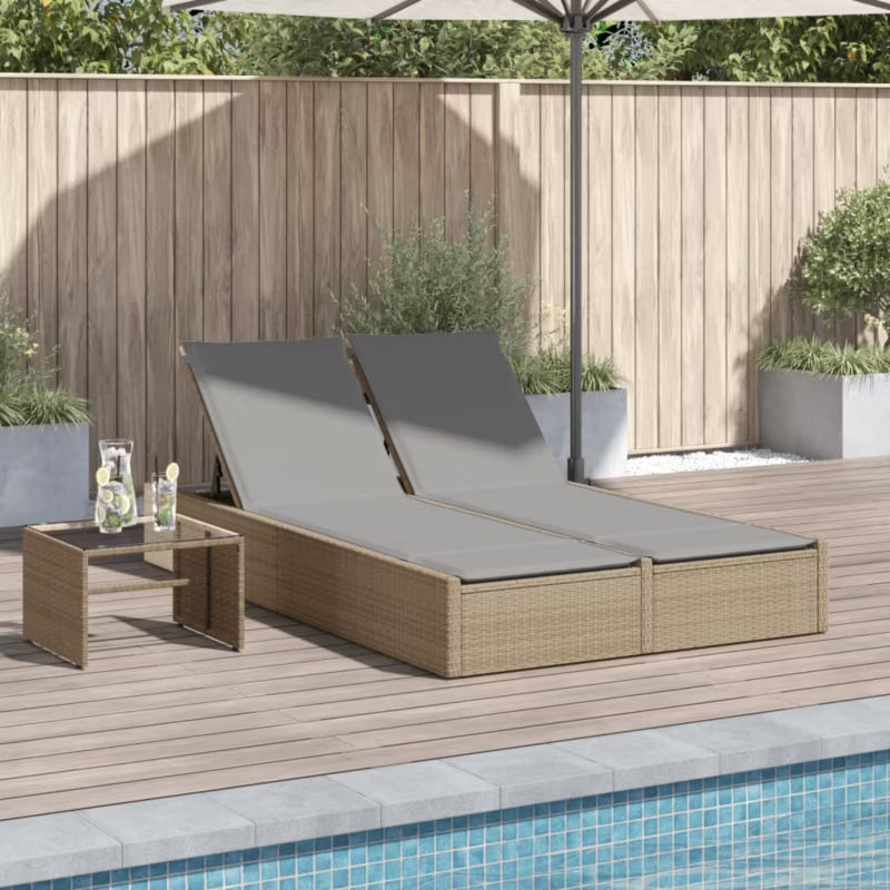 Dobbelt Solseng 123x200 cm Beige med Hynder