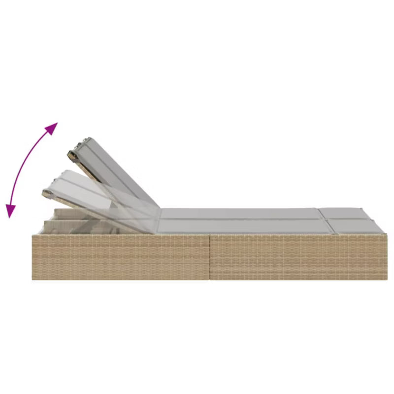 Dobbelt Solseng 123x200 cm Beige med Hynder