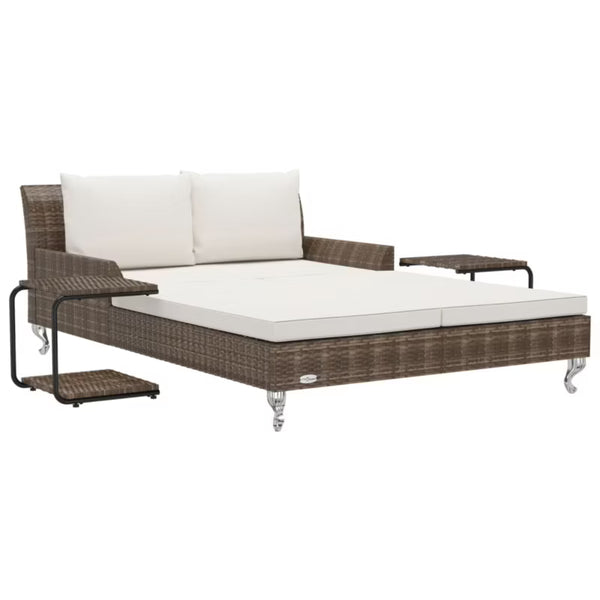 Dobbelt Solseng 200x132 cm Brun med Cremefarvede Hynder